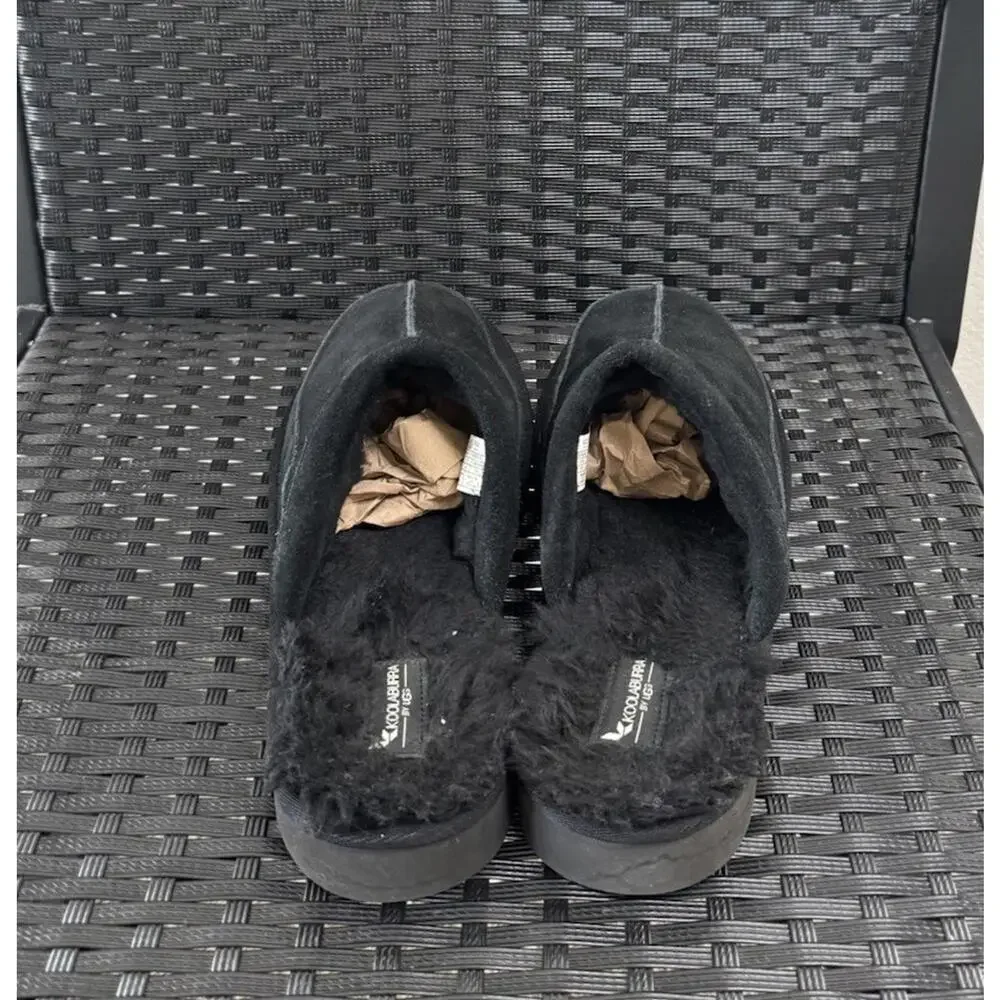 Koolaburra by UGG Men’s Slippers Bordon Black Suede‎ Shearling Lined Sz 13 Comfy
